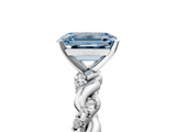 White gold Fancy Blue Emerald  Solitaire Twisted Band with Pavé Accents and Four-Prong Setting_8