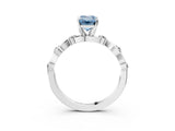 White gold Fancy Blue Emerald  Solitaire Twisted Band with Prong Setting 3