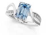 White gold Fancy Blue Emerald  Solitaire Twisted Band with Prong Setting_4
