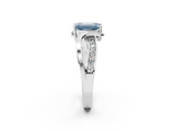 White gold Fancy Blue Emerald  Solitaire Twisted Band with Prong Setting_5