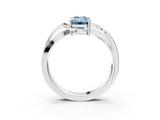 White gold Fancy Blue Emerald  Solitaire Twisted Band with Prong Setting_6