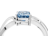 White gold Fancy Blue Emerald  Solitaire Twisted Band with Prong Setting_7