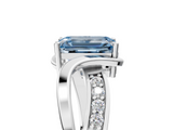 White gold Fancy Blue Emerald  Solitaire Twisted Band with Prong Setting_8