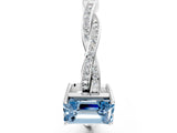 White gold Fancy Blue Emerald  Solitaire Twisted Pave Diamond Ring with Four-Prong Setting_13