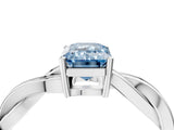 White gold Fancy Blue Emerald  Solitaire Twisted Pave Diamond Ring with Four-Prong Setting_131