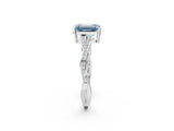 White gold Fancy Blue Emerald  Solitaire Twisted Pave Diamond Ring with Four-Prong Setting_14