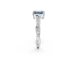 White gold Fancy Blue Emerald  Solitaire Twisted Pave Diamond Ring with Four-Prong Setting_15