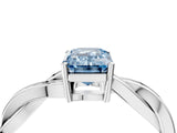White gold Fancy Blue Emerald  Solitaire Twisted Pave Diamond Ring with Four-Prong Setting_30