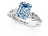 White gold Fancy Blue Emerald  Solitaire Vine Band with Milgrain Prong Setting_4