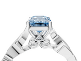 White gold Fancy Blue Emerald  Solitaire Vine Band with Milgrain Prong Setting_7