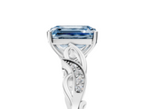 White gold Fancy Blue Emerald  Solitaire Vine Band with Milgrain Prong Setting_8