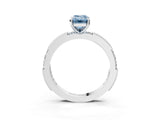 White gold Fancy Blue Emerald  Solitaire with Pavé Band and Four-Prong Setting_333