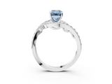 White gold Fancy Blue Emerald  Solitaire with Pavé Twist Band and Four-Prong Setting_57