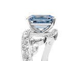 White gold Fancy Blue Emerald  Solitaire with Pavé Twist Band and Four-Prong Setting_59