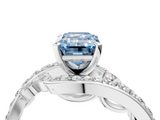 White gold Fancy Blue Emerald  Solitaire with Pavé Twist Band and Four-Prong Setting_62