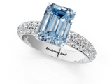 White gold Fancy Blue Emerald  Solitaire with Pave Band and Four-Prong Setting_4