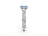 White gold Fancy Blue Emerald  Solitaire with Pave Band and Four-Prong Setting_5