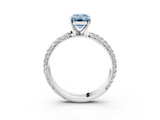 White gold Fancy Blue Emerald  Solitaire with Pave Band and Four-Prong Setting_6
