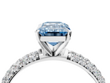 White gold Fancy Blue Emerald  Solitaire with Pave Band and Four-Prong Setting_7