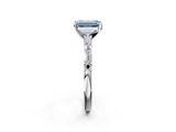 White gold Fancy Blue Emerald  Solitaire with Side Baguettes and Channel Set Band_59