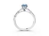 White gold Fancy Blue Emerald  Solitaire with Side Baguettes and Channel Set Band_60