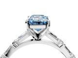 White gold Fancy Blue Emerald  Solitaire with Side Baguettes and Channel Set Band_61