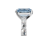 White gold Fancy Blue Emerald  Solitaire with Side Baguettes and Channel Set Band_67