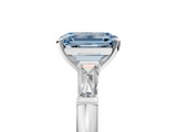 White gold Fancy Blue Emerald  Solitaire with Tapered Baguette Side Stones on a Classic Band with Four-Prong Setting_114