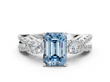 White gold Fancy Blue Emerald  Three-Stone Diamond Ring with Pavé Split Shank and Four-Prong Setting_62