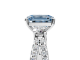 White gold Fancy Blue Emerald  Three-Stone Diamond Ring with Pavé Split Shank and Four-Prong Setting_67