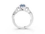 White gold Fancy Blue Emerald  Three-Stone Diamond Ring with Pavé Split Shank and Four-Prong Setting_70