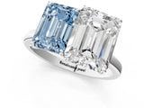 White gold Fancy Blue Emerald  and Emerald Cut Toi Moi Ring with Prong Setting_47