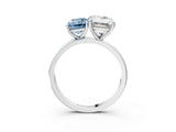 White gold Fancy Blue Emerald  and Emerald Cut Toi Moi Ring with Prong Setting_48