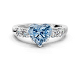 White gold Fancy Blue Heart  Brilliant Cut Diamond Five-Stone Prong Set Engagement Ring with Channel Band_3