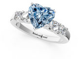 White gold Fancy Blue Heart  Brilliant Cut Diamond Five-Stone Prong Set Engagement Ring with Channel Band_4