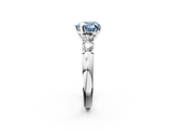 White gold Fancy Blue Heart  Brilliant Cut Diamond Five-Stone Prong Set Engagement Ring with Channel Band_5