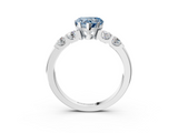 White gold Fancy Blue Heart  Brilliant Cut Diamond Five-Stone Prong Set Engagement Ring with Channel Band_6