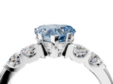 White gold Fancy Blue Heart  Brilliant Cut Diamond Five-Stone Prong Set Engagement Ring with Channel Band_7