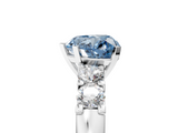 White gold Fancy Blue Heart  Brilliant Cut Diamond Five-Stone Prong Set Engagement Ring with Channel Band_8