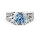 White gold Fancy Blue Heart  Brilliant Diamond Channel Set Wide Band Ring with Bezel Setting_20