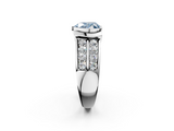 White gold Fancy Blue Heart  Brilliant Diamond Channel Set Wide Band Ring with Bezel Setting_22