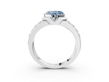 White gold Fancy Blue Heart  Brilliant Diamond Channel Set Wide Band Ring with Bezel Setting_23