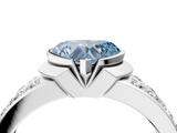 White gold Fancy Blue Heart  Brilliant Diamond Channel Set Wide Band Ring with Bezel Setting_24