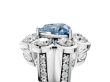 White gold Fancy Blue Heart  Brilliant Flower Halo Diamond Split Shank Ring_80