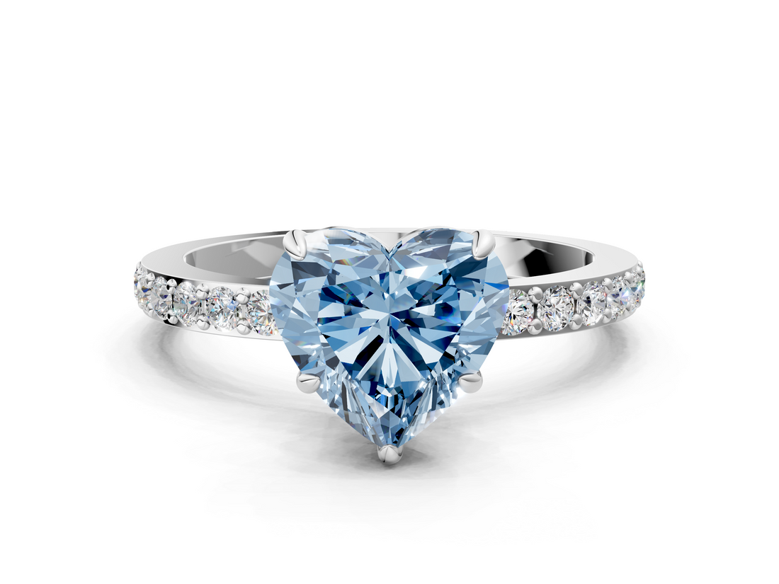 White gold Fancy Blue Heart  Brilliant Pavé Band Solitaire with Four-Prong Setting_41