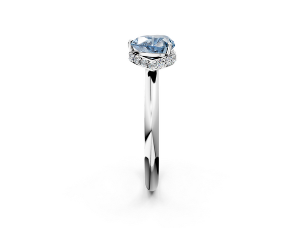 White gold Fancy Blue Heart  Brilliant Solitaire Engagement Ring with Six-Prong Setting and Classic Band