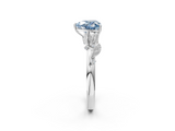 White gold Fancy Blue Heart  Brilliant Solitaire with Leaf Motif Band and Four-Prong Setting_64