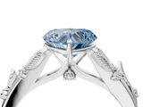 White gold Fancy Blue Heart  Brilliant Solitaire with Leaf Motif Band and Four-Prong Setting_66