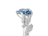 White gold Fancy Blue Heart  Brilliant Solitaire with Leaf Motif Band and Four-Prong Setting_67