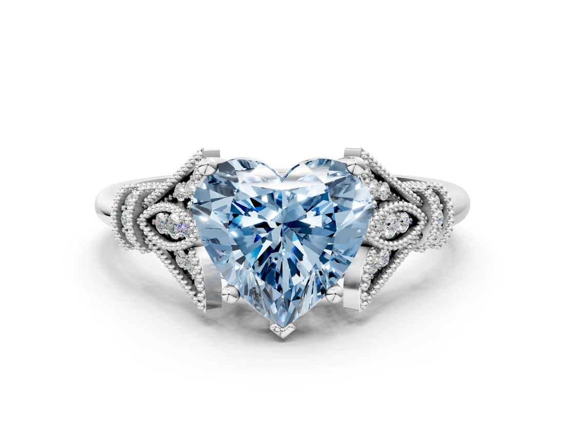 White gold Fancy Blue Heart  Brilliant Solitaire with Pave Band and Four-Prong Setting_20